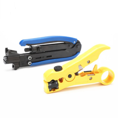 RG6 RG59 RG11 Coaxial Cable Crimper Compression Tool w Cutter Kit Wire Stripper