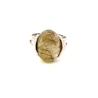 Vintage Signed Sigal Sterling Silver Oval Rutilated Quartz Cabochon Ring Band 9