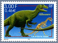 Timbre de 2000 - Nature de France n° 15 - faune et flore Allosaure N° 3334