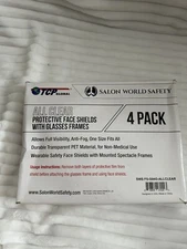 Salon World Safety Clear Face Shields with Glasses Frames (4 Pack) - Anti-Fog