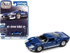 1/64 AutoWorld 1965 Ford GT40 MK1 Diecast Model Car Metallic Blue AWSP107 B