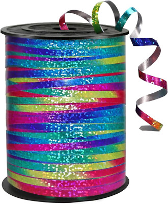 500 Yards Rainbow Color Ribbon - 5Mm Width Curling Crimped Shiny Ribbon for Ball