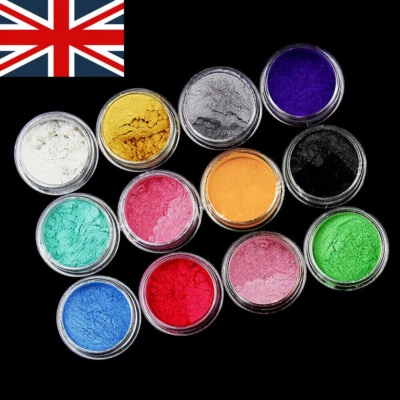 FIXTI 12X Assorted Mica Pigment Powder Perfect For Soap Cosmetics Resin Colorant Dye.