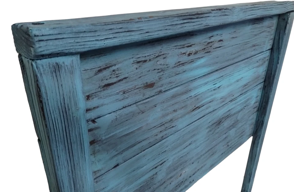 Twin Size Turquoise Distressed Handcrafted Solid Wood Headboard Made In US HBTTQ - Image 3 of 4
