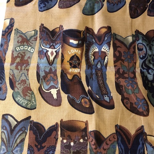 Vtg 80s/90s Interior Fabric Design Decorator Cowboy Boots 39”x 53” - Picture 7 of 9