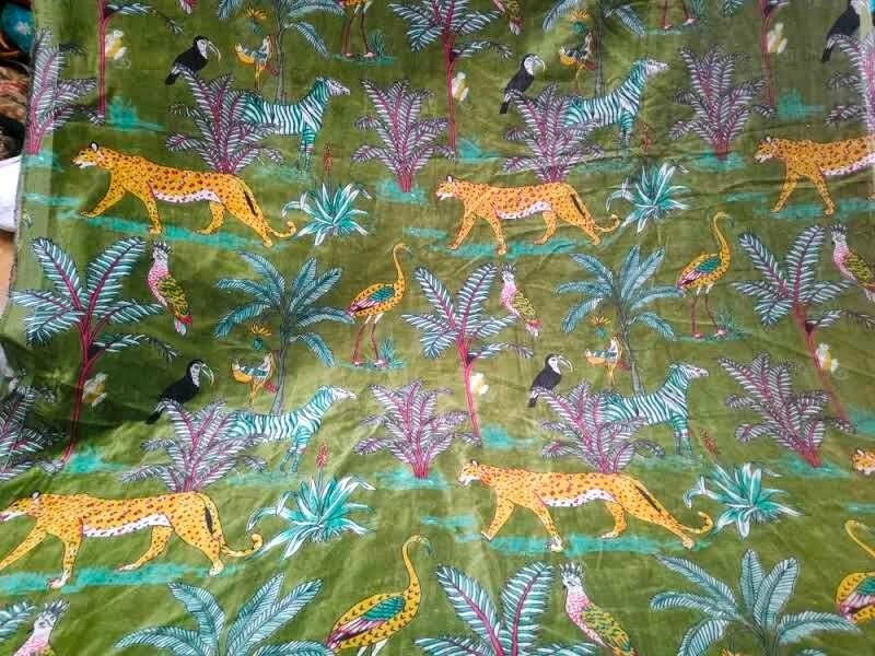 By Yard Luxury Soft Velvet Animal Print Fabric Indian Sewing Upholstery Fabric - Image 3 of 4