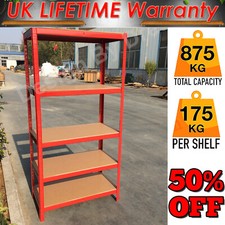 5 Tier Metal Shelving Unit Storage Racking Shelves Garage Warehouse Bookcase-Red