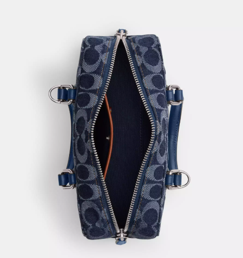 COACH CAM06 Bowery Satchel 22 Signature Denim Crossbody Bag Deep