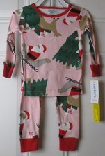 New Infant Baby Girls 18 Months Carter's Santa Claus Reindeer Pajamas