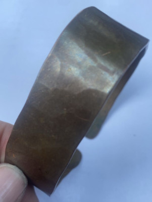 Arts & Crafts Style Hammered Copper Cuff Bracelet-Unsigned 
