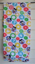 Disney MICKEY MOUSE Half Fitted Half Flat Crib Sheet Circles  Gears Cotton EUC
