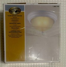 Hampton Bay 11 in. 2-Light White Flush Mount with Frosted Swirl Glass Shade