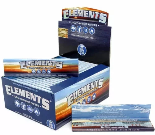 GM ELEMENTS KING SIZE Ultra Thin Rice Slim Rolling Papers Skin Genuine 1 5 10 25 50