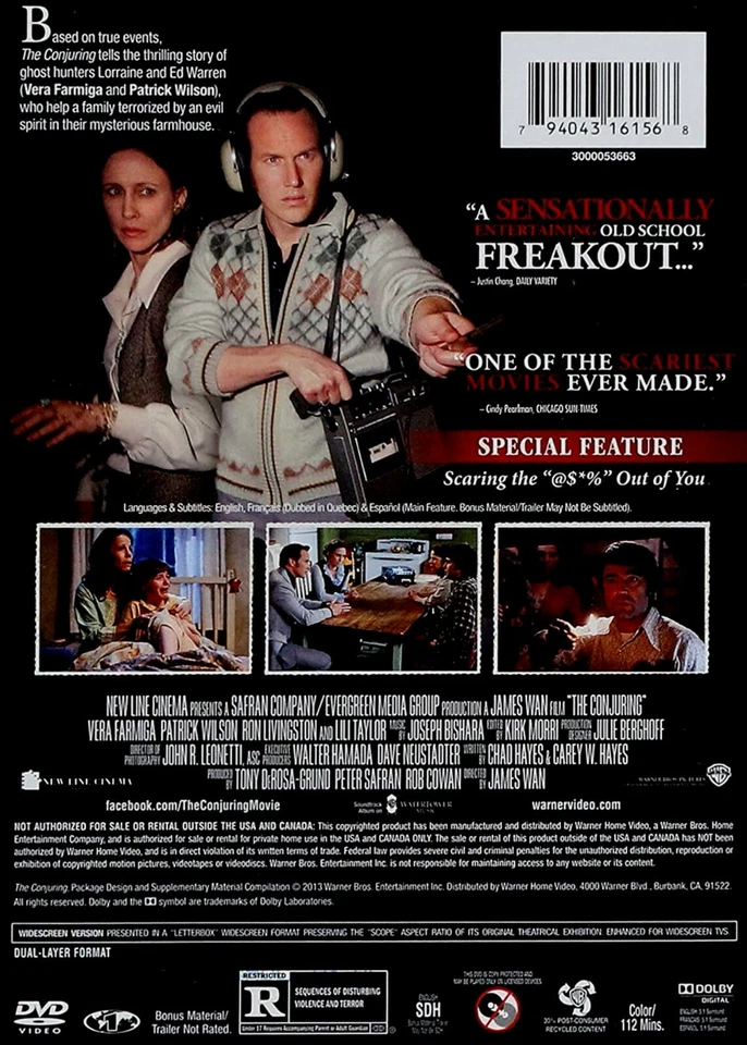 The Conjuring - Vera Farmiga, Patrick Wilson, Ron Livingston -New DvD - Horror - Image 2 of 2