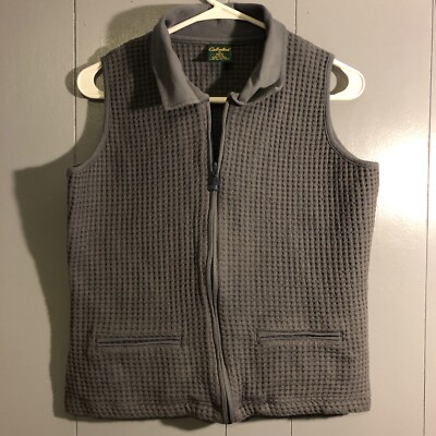 Cabelas Women s Vest Size M Gray Sleeveless Waffle Knit Outdoors Hiking Camping
