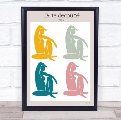 Vier Figuren Frau Collage Illustration Skizze Wandkunstdruck