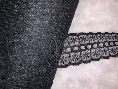 10 yards sheer black non stretch floral poly sewing craft trim 1'' wide