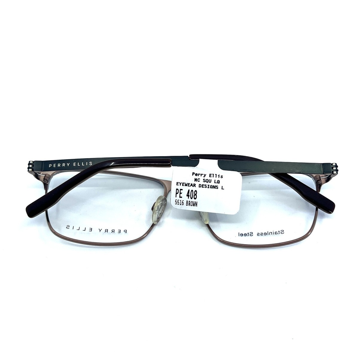 Perry Ellis Pe 408-1 Brown Authentic Eyeglasses 55-16-140 Perry Ellis Eyeglasses Frames PE 408-1 Black Brown Square  main image 2