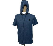 Under Armour Hoodie Mens Large Blue Fitted Terry Short Sleeve Sweatshirt