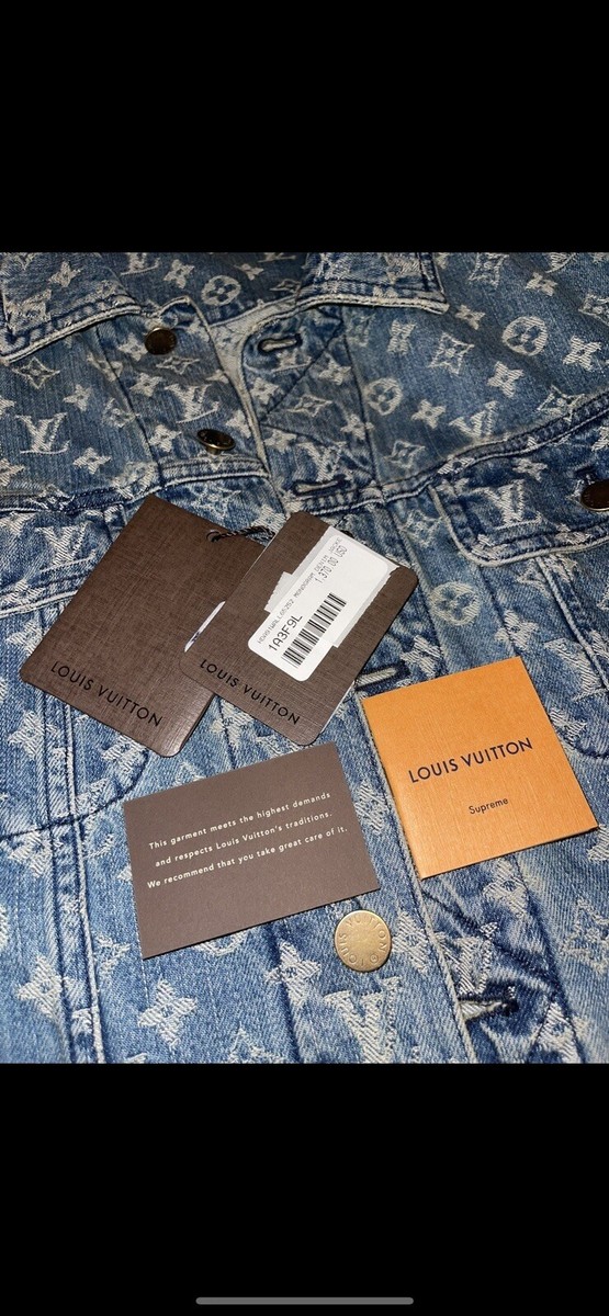 Louis Vuitton X Supreme Monogram Denim Trucker Jacket Sz 52 Louis Vuitton X Supreme Monogram Denim Trucker Jacket Sz 52