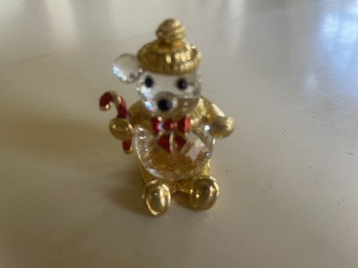  Swarovski Crystal 1980 s Trimlite Gold Christmas Miniature Bear & Candy Cane