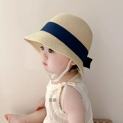 Baby Infant Kids Bow Style Straw Hat Summer Toddler Girls Outdoor Play Sun  Hats UK