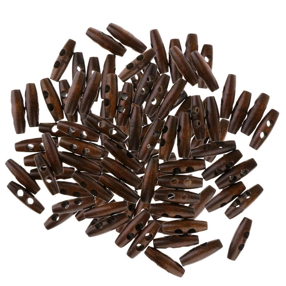 100x DIY Wood Sewing Horn Toggle Buttons for Clothing Accessories 30 x 10mm - Image 3 of 4