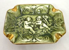 Vintage Capodimonte Cherub Ashtray Collectors Ceramic Decorative