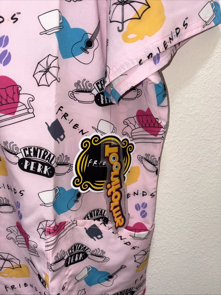 Friends Cherokee Scrub Warner Bros Tooniforms V-Neck Top Sz 2XL NEW With Tags - Image 2 of 4