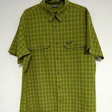 Jack Wolfskin Outdoor Herren Hemd Kurzarm kariert gr&uuml;n Baumwolle Gr. L