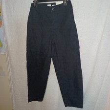 A New Day Women Sz4 Stretch High Rise Relaxed Chino Pants Black Pleated Front EG