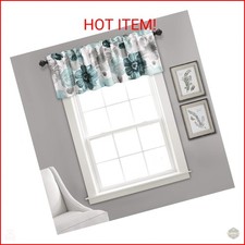 Lush Decor Leah Floral Light Filtering Valance, 52" W x 18" L, Blue - Valances f