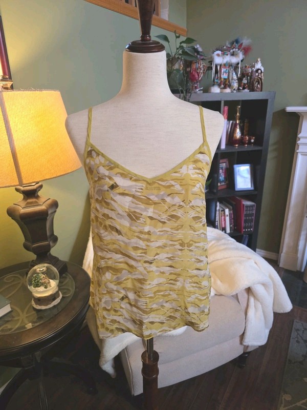 NWT  All Saints Yellow & Tan Camo Tank- Size 6