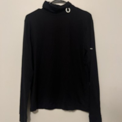 RAF Simons Black Turtleneck Top M wreath detail 