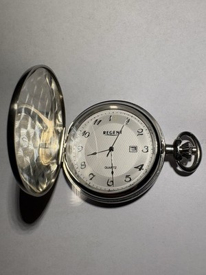 Regent Taschenuhr Metall silberfarben Gebürstet 50mm Quartzwerk