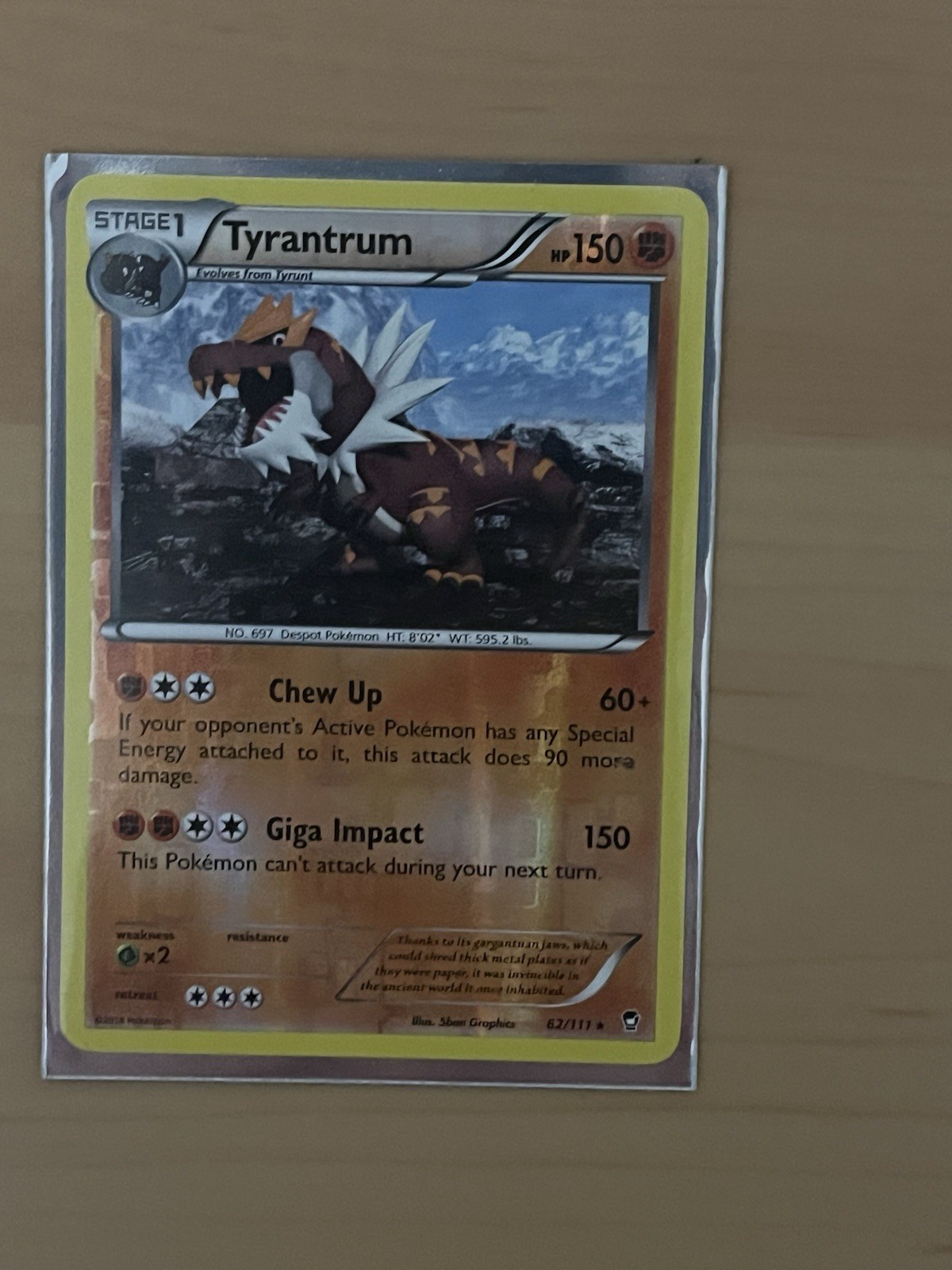 Tyrantrum Holo #62/111 LIGHT PLAY 2014 Pokemon XY - Furious Fists