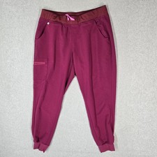 FIGS Women Scrub Pants L Magenta Zamora Jogger PO 2080 28" Inseam