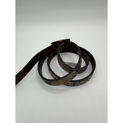Fossil Vintage Faux Snakeskin Belt With Gold & Enamel Buckle  display picture 2