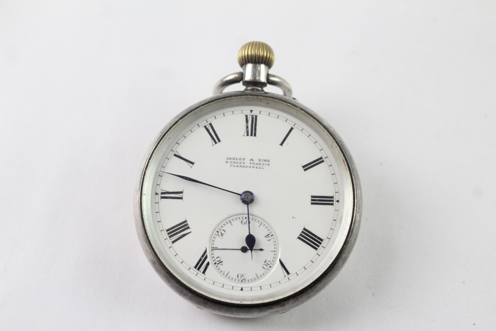 Face Hand .925 Silver Watch Open Wind Pocket WORKING Antique - vintagewatches.pk