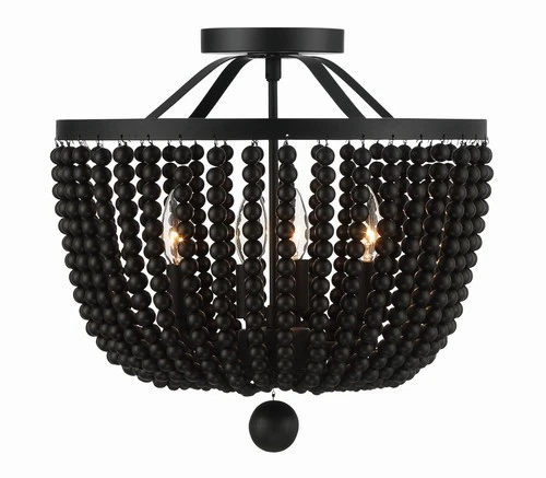 Rylee 4-Light Ceiling Light in Matte Black with Black Wood Beads Crystals - Picture 7 of 7