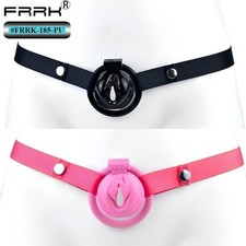 FRRK Male Sissy Chastity Device BDSM Belt Harness Cage Lock with 4 Rings USA