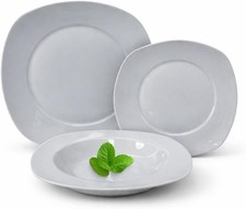 Servizio Piatti 18 Pezzi in Ceramica Bianca Quadrata – Set per 6 Persone