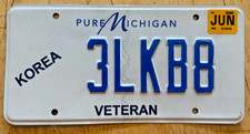 Korea Korean War Vet Veteran License Plate 3 Lkb 8 Mi Army Usaf Marines