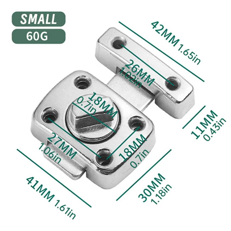 Home Security Door Latch Rotate Bolt Slide Lock Twist Barrel Bathroom UK