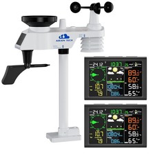 10-in-1 Wireless Weather Station with Dual Display, Outdoor Sensor, Rain Gauge