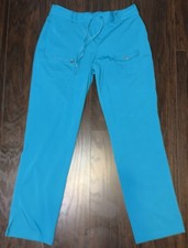 ADAR Women  s Cargo Scrub Pant Elastic Waist Drawstring,Teal,Med. Comfort Stretch