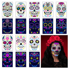 8 Sheets Day of the Dead Face Temporary Tattoos Dia De Los Muertos Temporary Sti