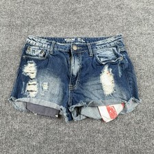 Y2K Mossimo Supply Co Shorts Juniors 9 Denim High Rise Distressed Cutoff Raw Hem