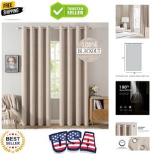 Stylish Faux Linen Blackout Curtains 52"x84" - Perfect for Bedroom Living Room