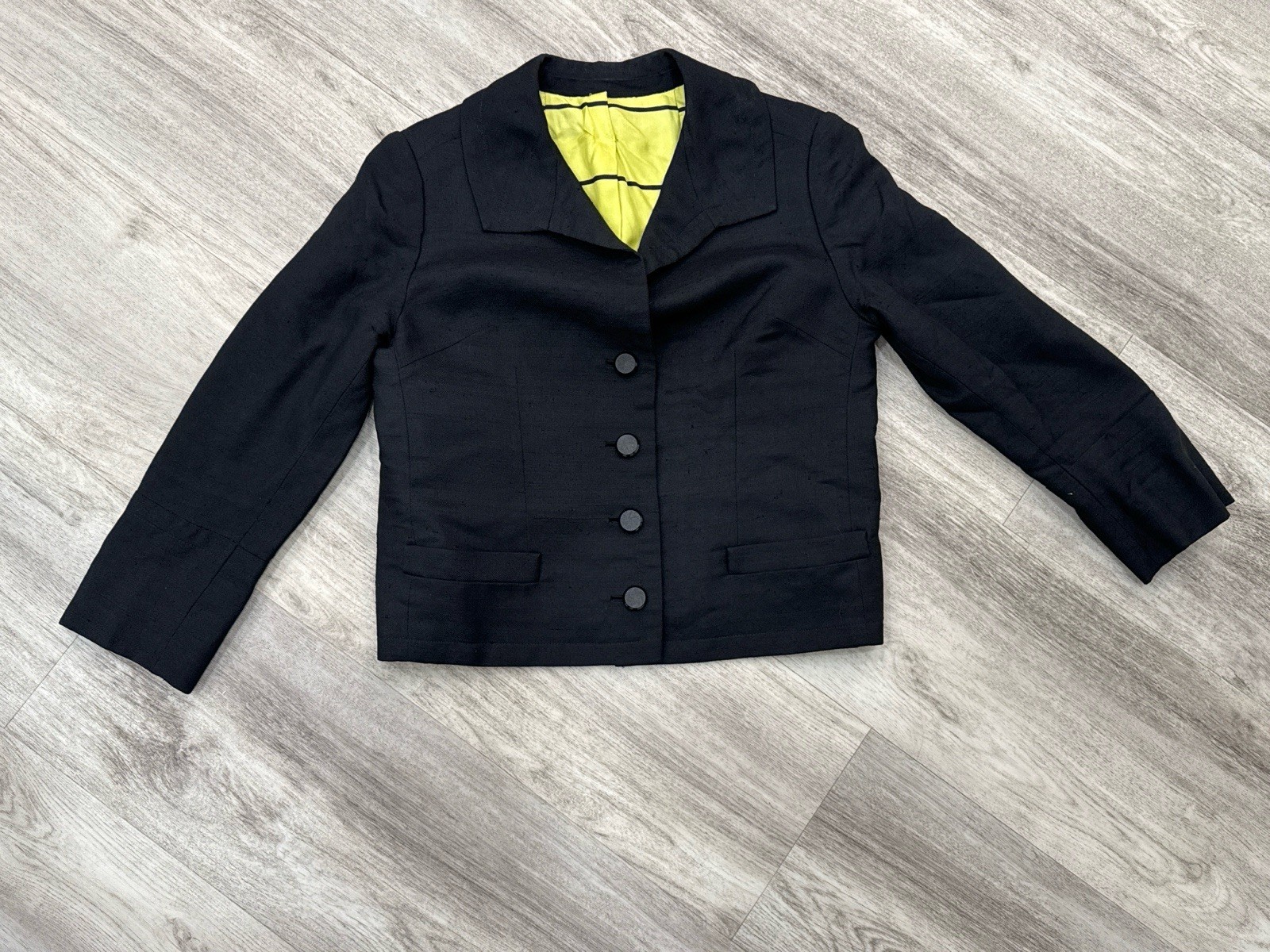 Women’s Black Cropped Jacket Structured Button Fr… - image 1